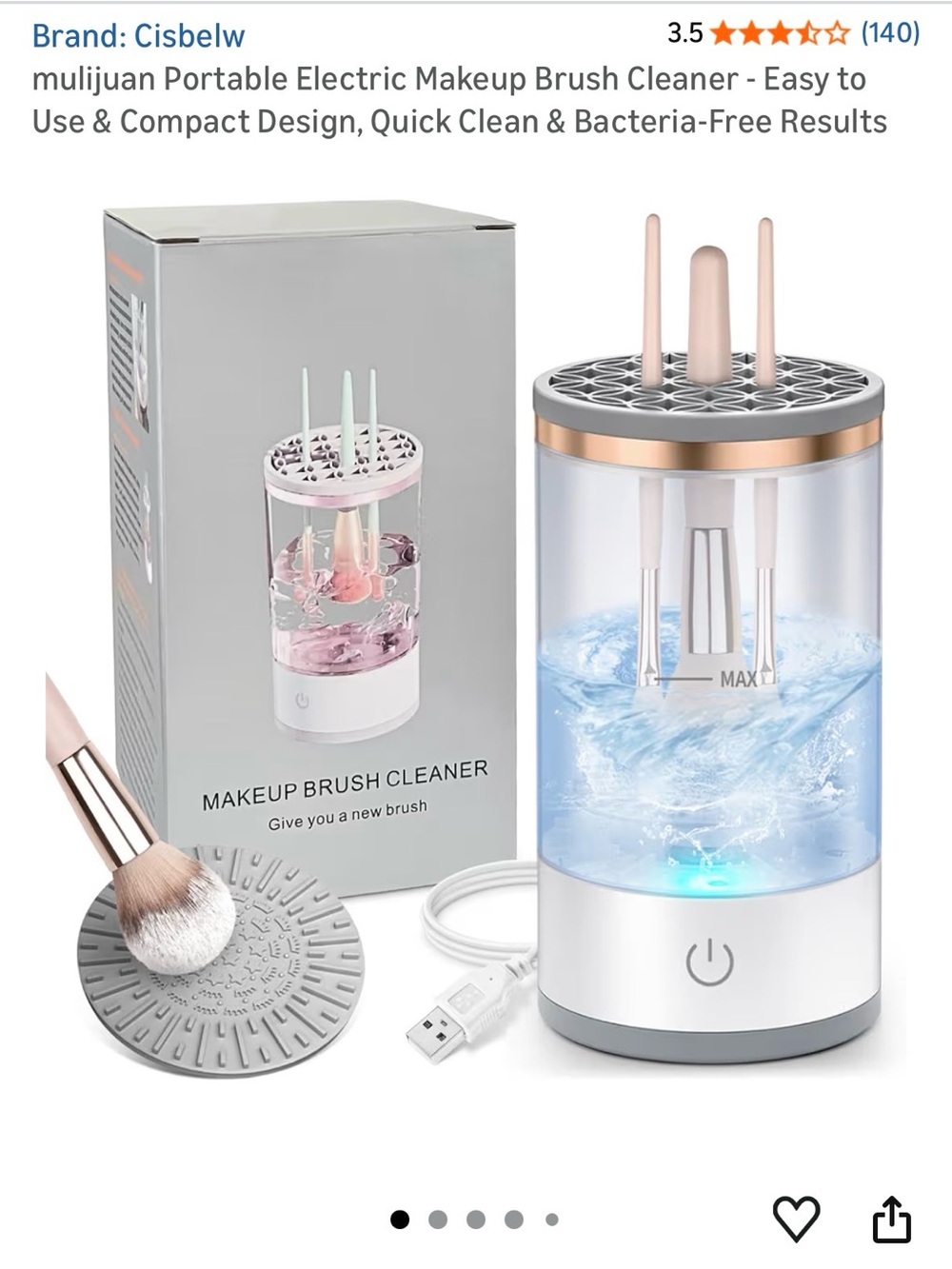Electric Makeup Brush Cleaner - Pink & Rose Gold